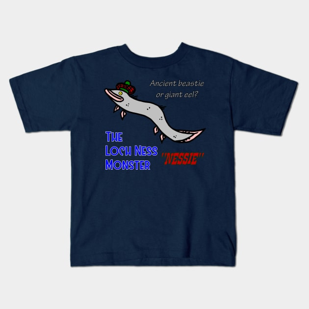 Loch Ness Monster Kids T-Shirt by FieryWolf